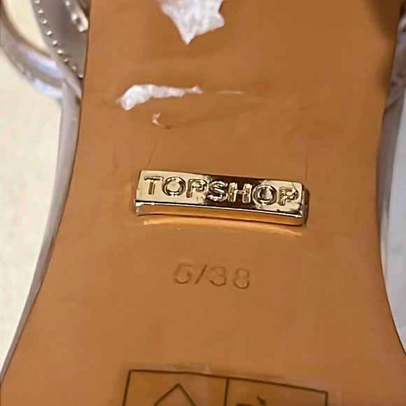 Topshop Pearly Gold Strappy Stiletto Heels Size 7.5 - Picture 8 of 9